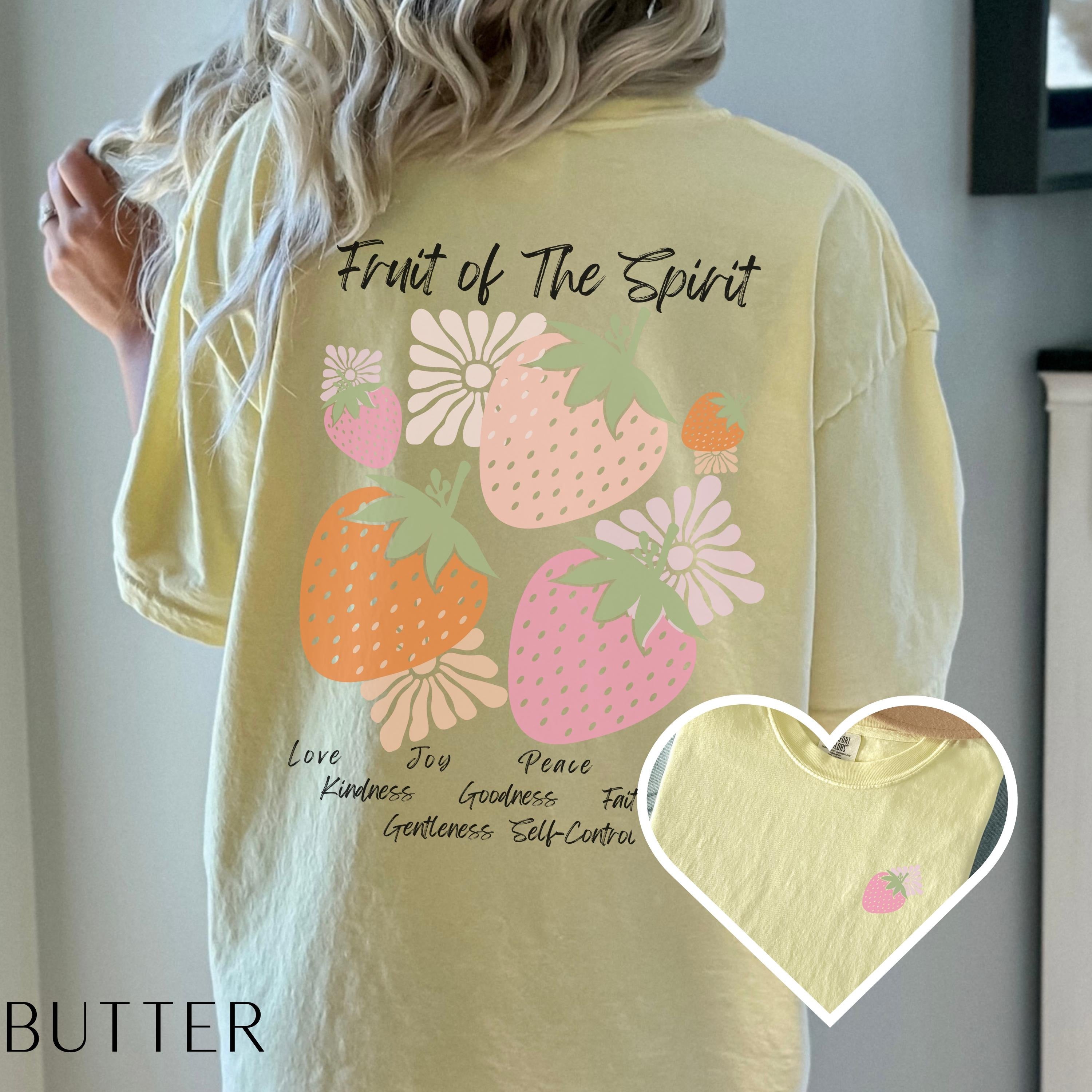 Christian Shirt, Boho Christian Tshirt, Custom Comfort Colors, Bible Verse T-Shirt, Faith Top, Religious Apparel for Women, Fruit of Spirit